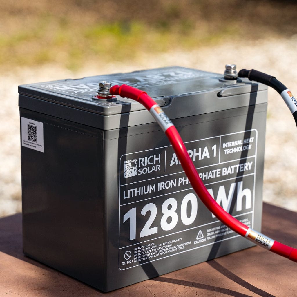 RS-B121S Rich Solar Alpha 1 12V 1280Wh 100Ah Self-Heating LiFePO4 Battery | IP65 Rated | 7000 Cycles | Solar Battery