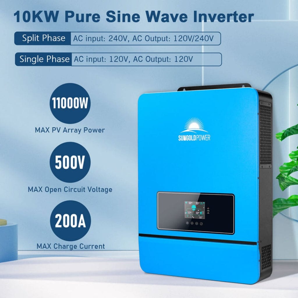 SPH10K48SP SunGoldPower 10KW 48V Hybrid Split Phase Inverter | Pure Sine Wave | Solar Inverter | IP20 Rated | ROHS Certified