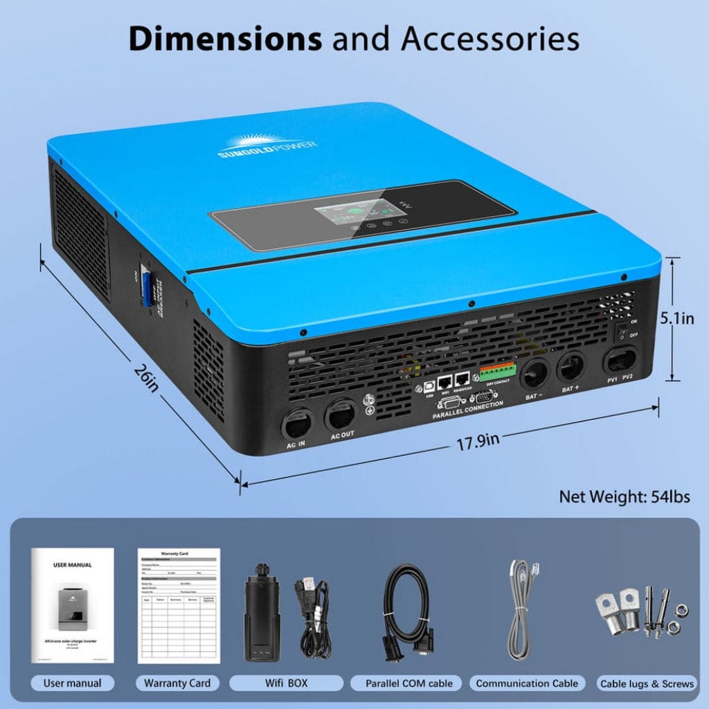 SPH10K48SP SunGoldPower 10KW 48V Hybrid Split Phase Inverter | Pure Sine Wave | Solar Inverter | IP20 Rated | ROHS Certified