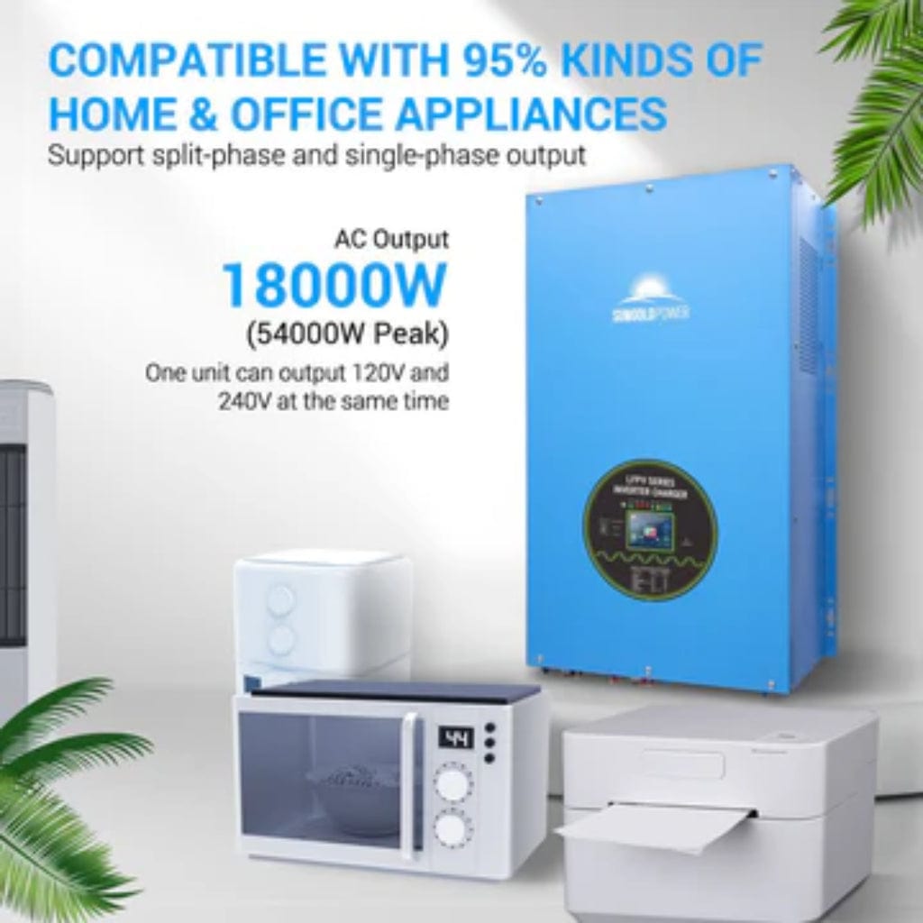 LFPV18K48V240VSP SunGoldPower 18000W 48V Split Phase Inverter Charger | Pure Sine Wave | Off-Grid | Home Backup Inverter