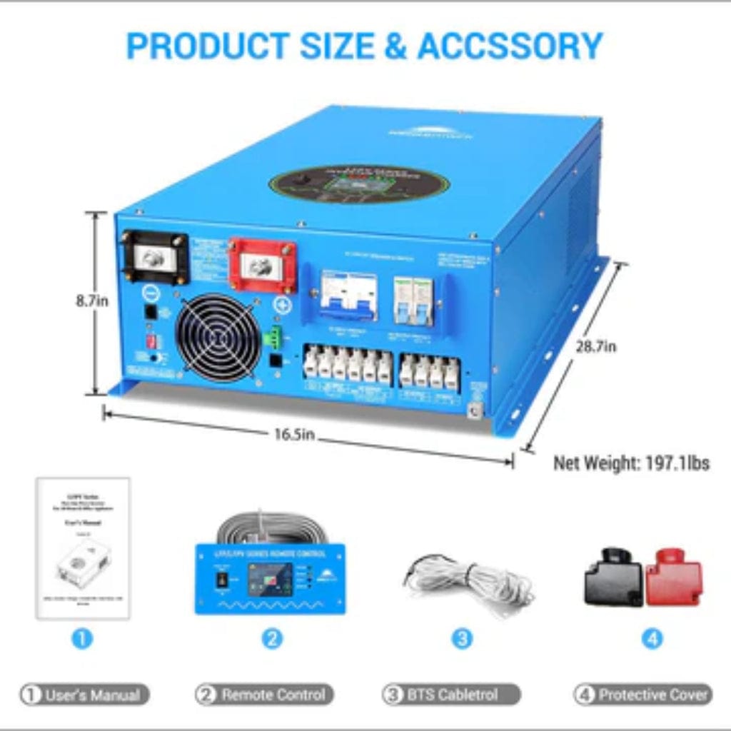 LFPV18K48V240VSP SunGoldPower 18000W 48V Split Phase Inverter Charger | Pure Sine Wave | Off-Grid | Home Backup Inverter