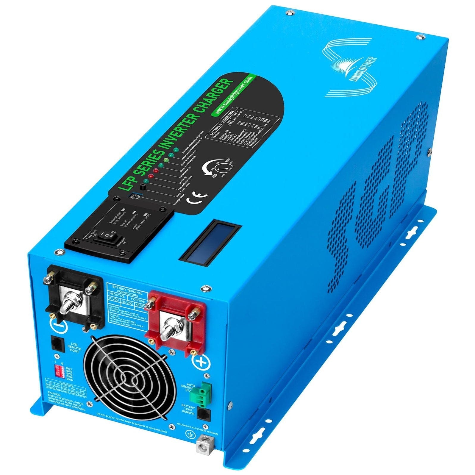 LFP3K24V120VSG SunGoldPower 3000W DC 24V Pure Sine Wave Inverter with Charger | Low Frequency Inverter | Overload Protection