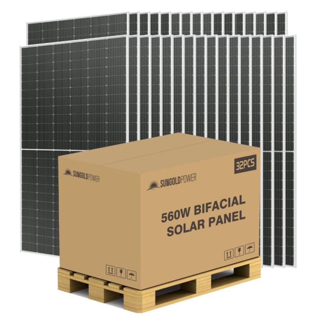SG-560WBG SunGoldPower 560W Bifacial PERC Solar Panel | Full Pallet | 32 Panels | IP68 Rated