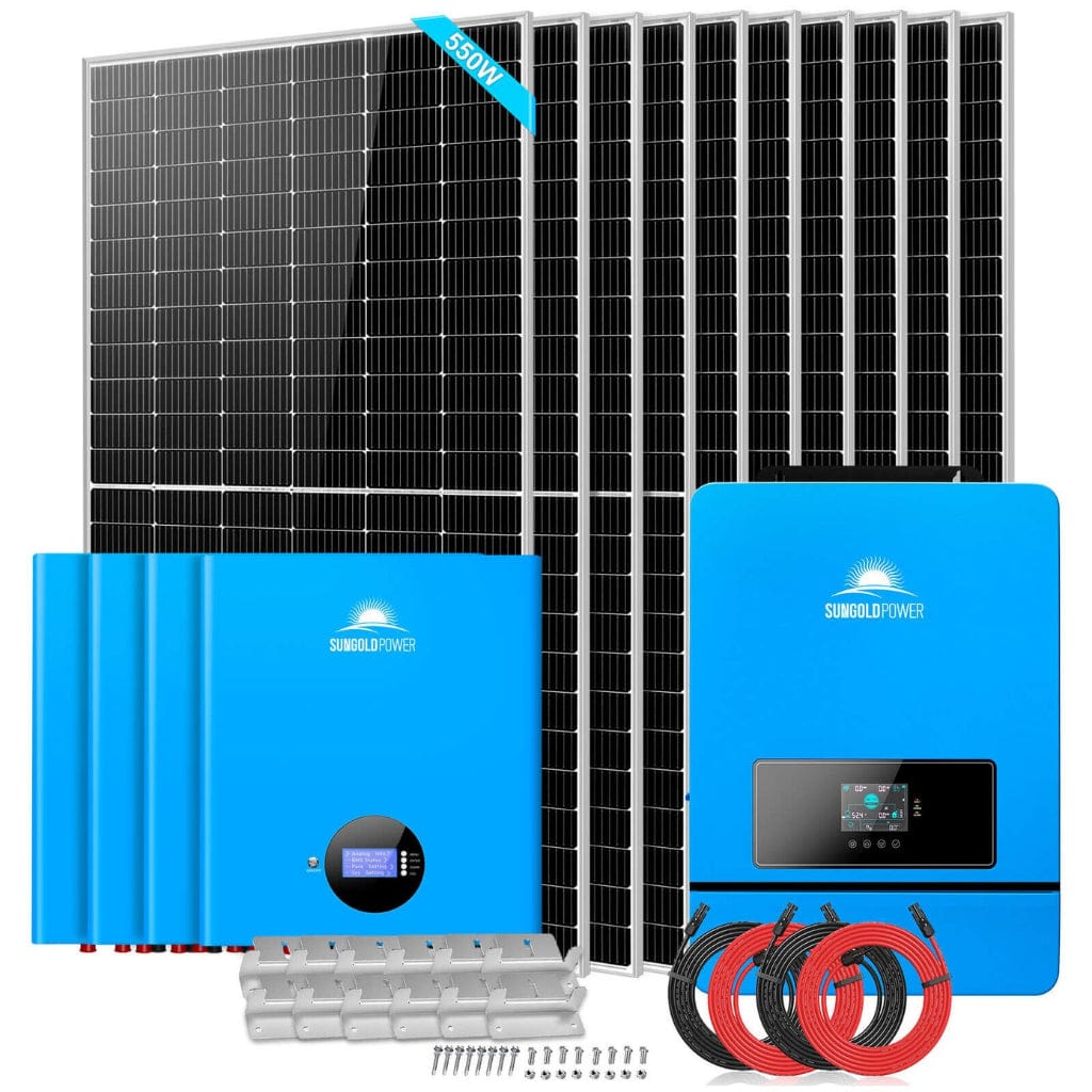 SGM-10K20 SunGoldPower SGM-10K20 Off-Grid Wall Mounted Solar Kit with 20.48kWh Powerwall Lithium Battery and 10000W Solar Inverter | 5550W Solar Panel | 48VDC | 120VAC