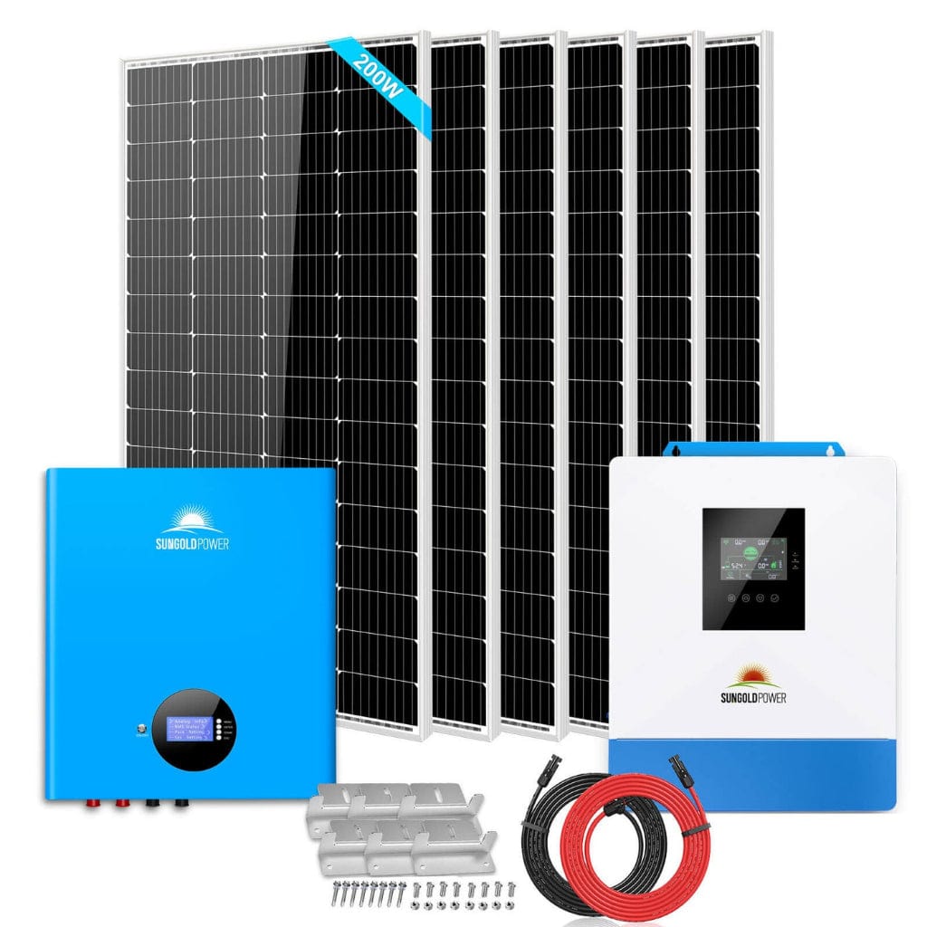 SGM-5K5E SunGoldPower SGM-5K5E Off-Grid Wall Mounted Solar Kit with 5.12kWh Powerwall Lithium Battery and 5000W Solar Inverter | 1200W Solar Panel | 48VDC | 120VAC