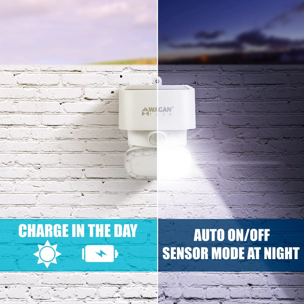 8569 Wagan Tech 2000 Lumen Solar Wall Light (White) | IP65 Rated | CE, RoHS, FCC Certified
