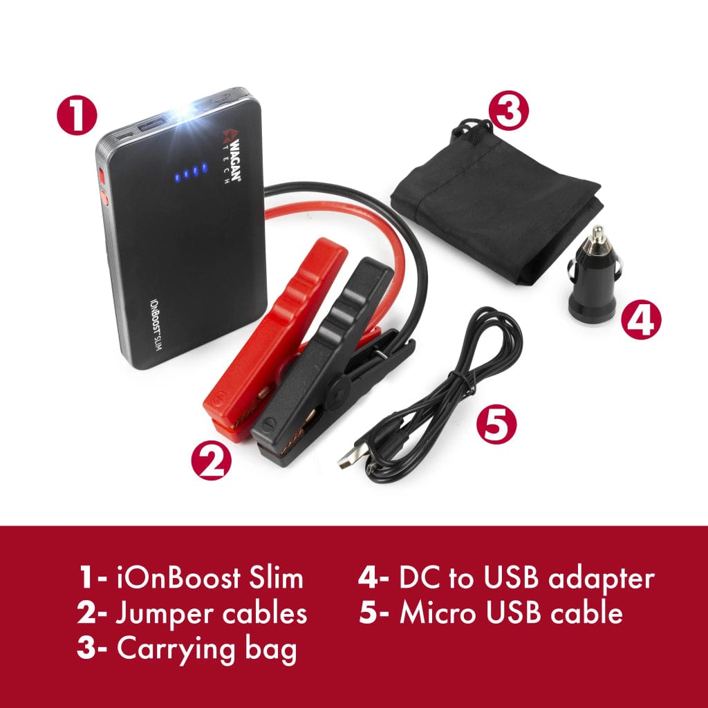 7504 Wagan Tech iOnBoost Slim Power Bank with Jump Starter | 5400mAh | CE & FCC Certified