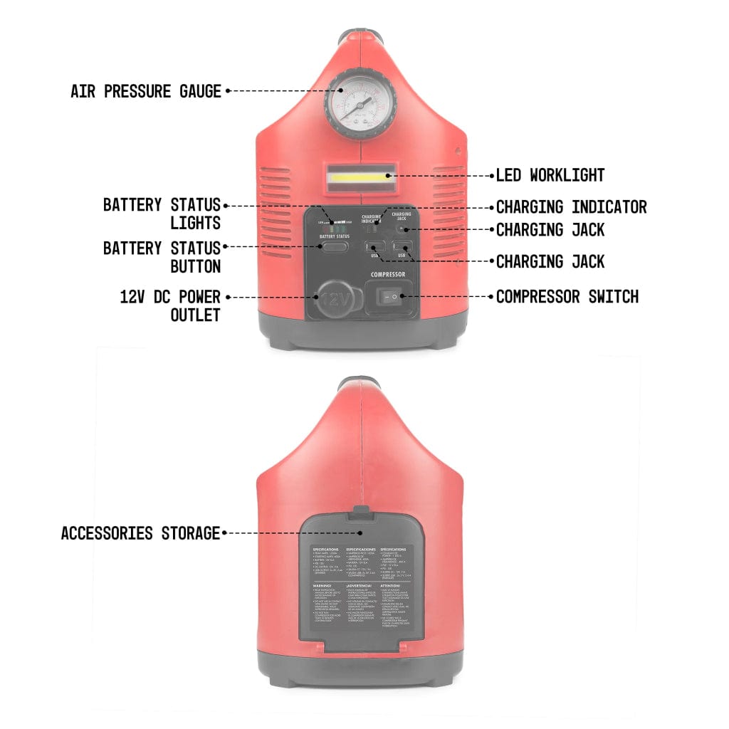 7556 Wagan Tech JumpBoost V10 Air Power Station with Jump Starter & Inflator | 12V | Outdoor Power Supply