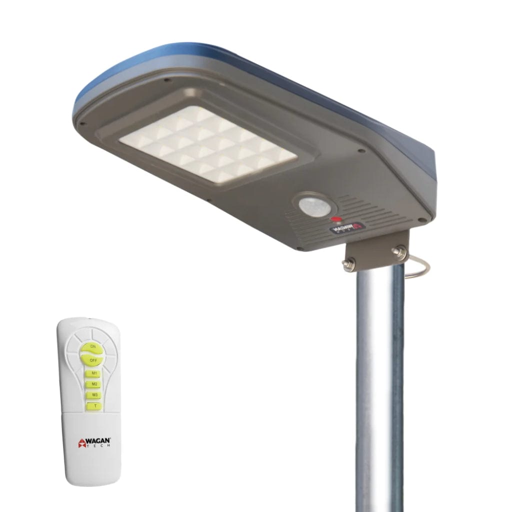 8590 Wagan Tech Solar + LED Flood Light 2000 with Remote | IP65 Rated | CE, RoHS, FCC, BSCI Certified