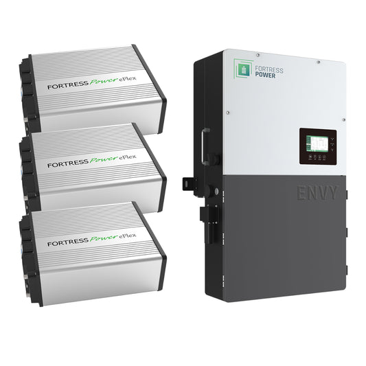 Fortress Power Envy True 12kW Inverter + 3 or 4 eFlex 5.4kWh Battery System | IP65 Rated | Off Grid Energy Storage