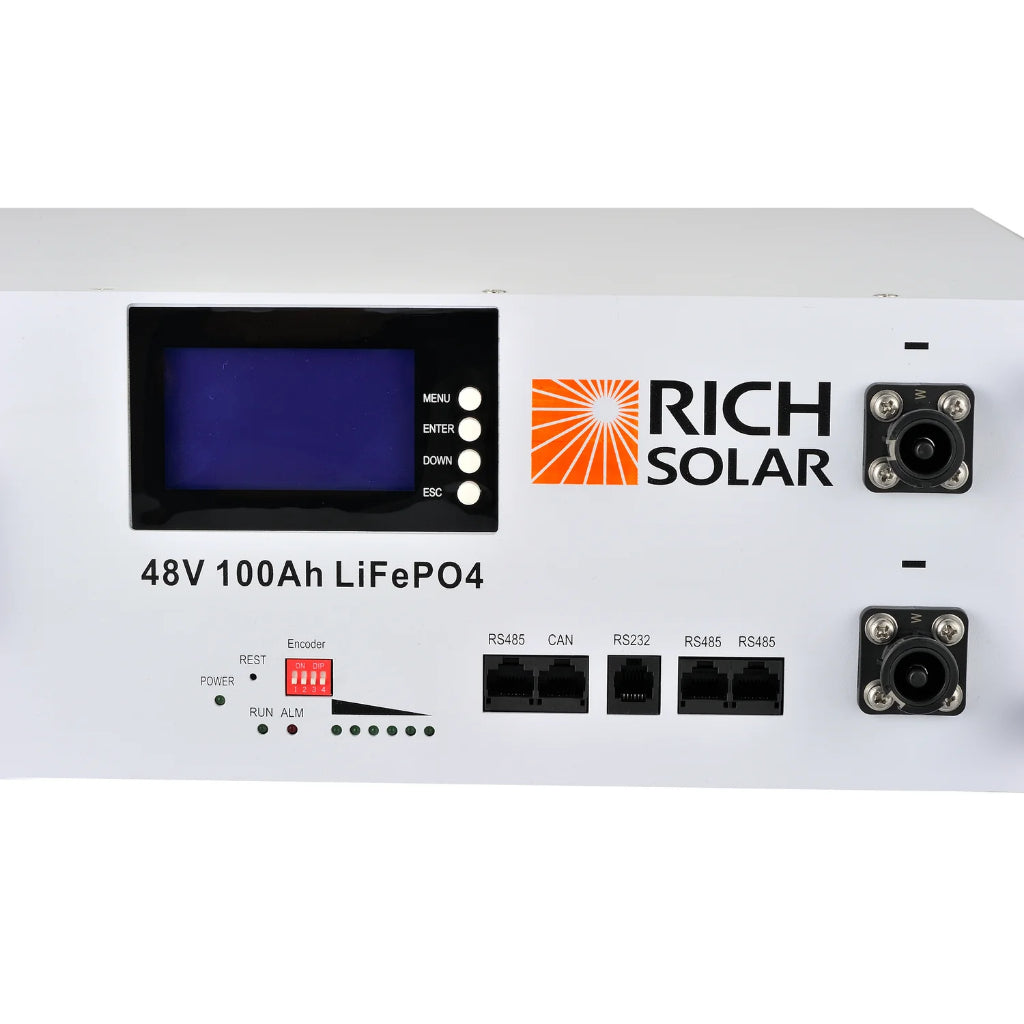 Rich Solar Alpha 5 48V 4800Wh 100Ah LiFePO4 Server Rack Battery | IP65 Rated | 7000 Cycles | Lightweight | Solar Battery
