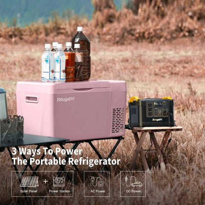 E0401-02213 BougeRV 12V 23 Quart Pink Mini Fridge | Fast Cooling | Portable Fridge