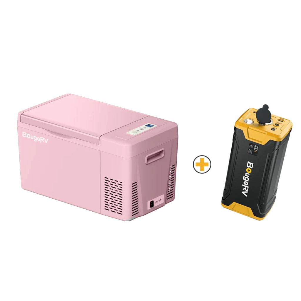 E0401-02213 BougeRV 12V 23 Quart Pink Mini Fridge | Fast Cooling | Portable Fridge