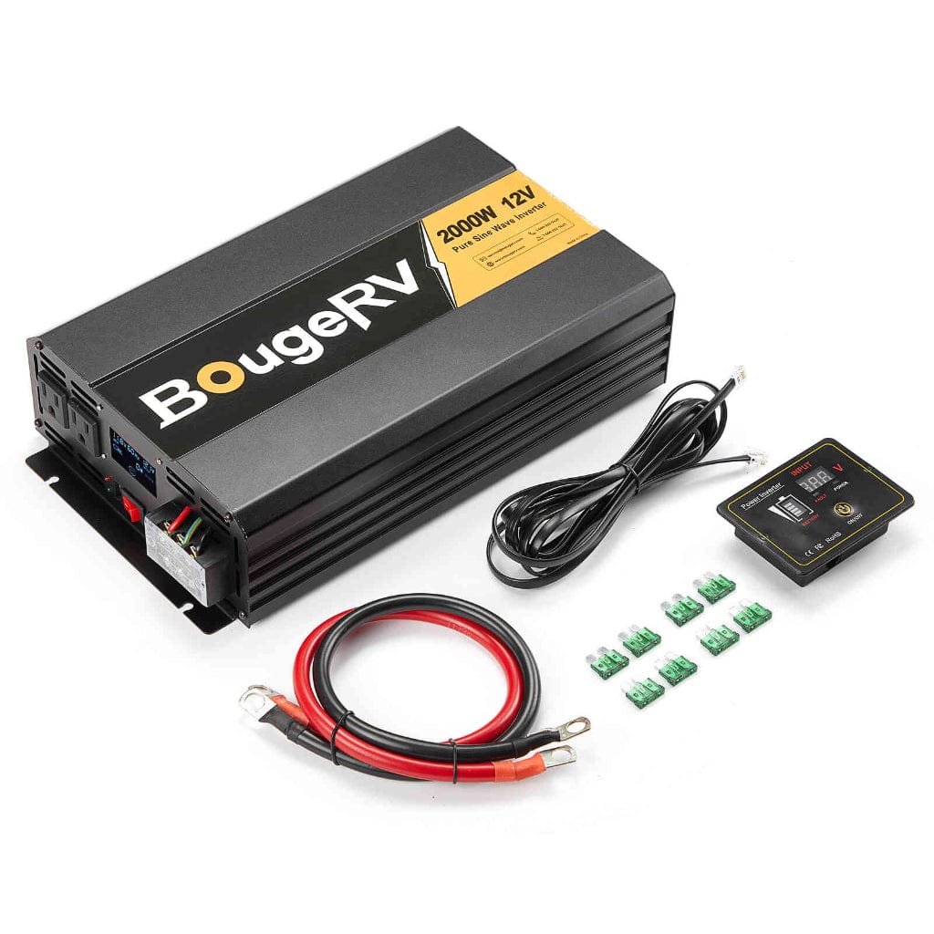 ISE174 BougeRV 2000W 12V Pure Sine Wave Inverter | Solar Inverter | Wired Remote Control | LCD Screen