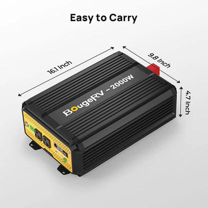 ISE163 BougeRV 2000W 12V Pure Sine Wave Inverter with Bluetooth | Solar Inverter | RV Inverter