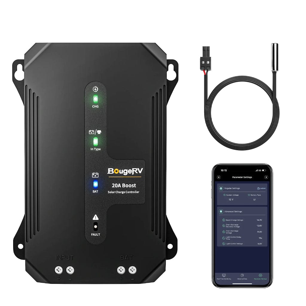 ISE244 BougeRV 20A Buck-Boost MPPT Solar Charge Controller | IP34 Rated | Mobile App Control