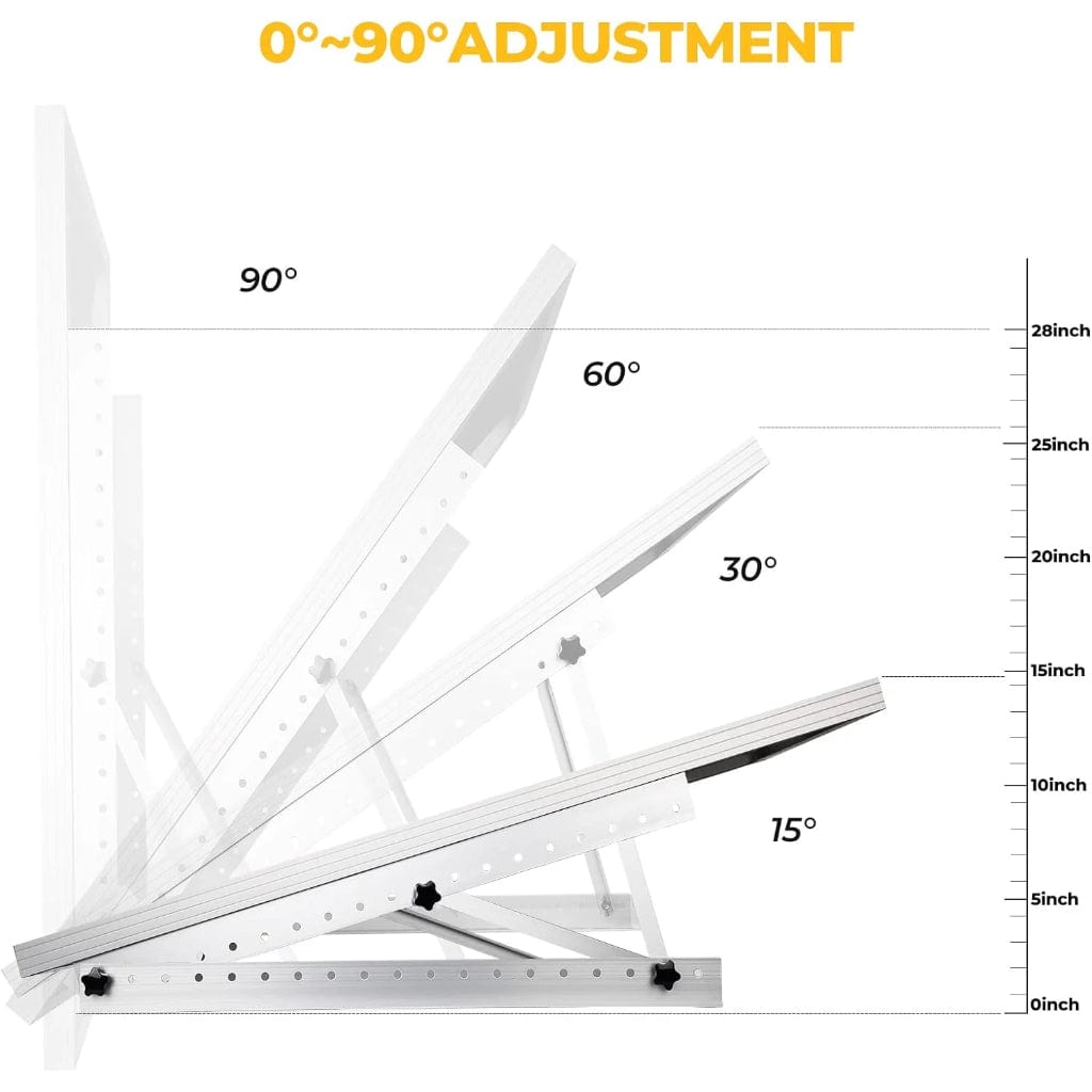 ISE073 BougeRV 28" Adjustable Solar Panel Tilt Mount Brackets with Foldable Tilt Legs | Aluminum Alloy Bracket