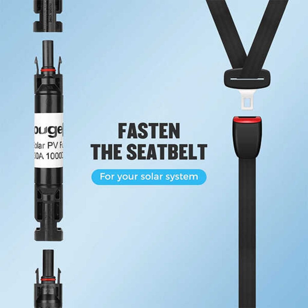 BougeRV 30A Solar Fuse Holder | IP67 Rated | CE & TUV Certified | PV Fuse