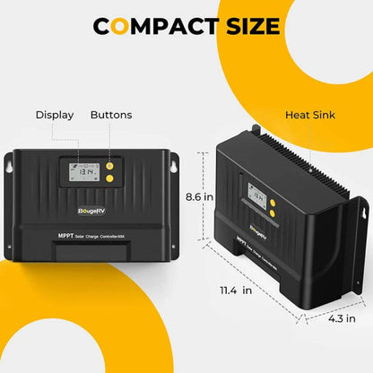 ISE198 BougeRV 60A MPPT Solar Charge Controller with Bluetooth 12V/24V | IP34 Rated | Mobile App Control