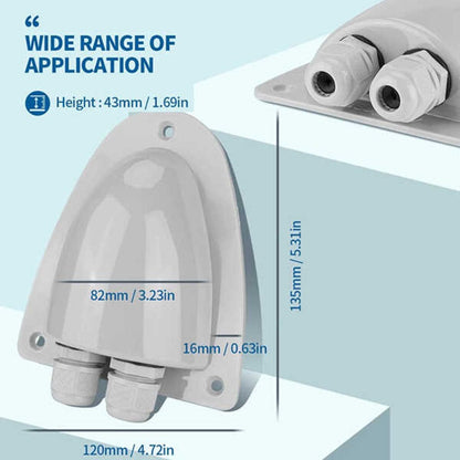 ISE041 BougeRV ABS Solar Double Cable Entry Gland Box | Waterproof Cable Gland