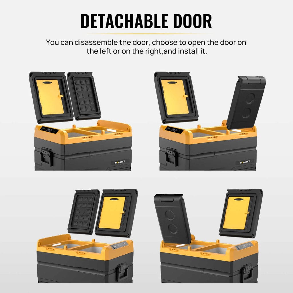 E0401-03517 BougeRV ED35 37 Quart 12 Volt Dual Zone Car Fridge Freezer | Solar Rechargeable | Portable Refrigerator