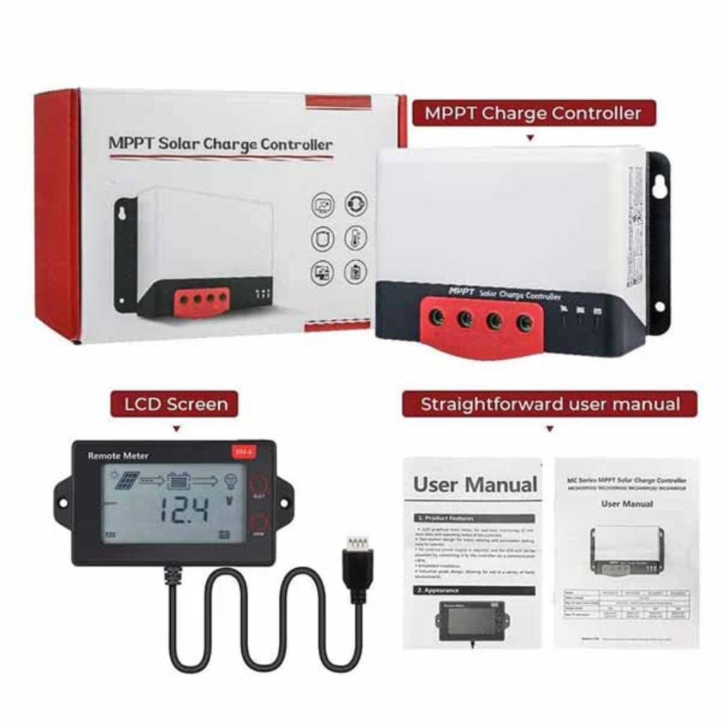 ISE059 BougeRV MPPT Solar Charge Controller 40 Amp 12V/24V | IP32 Rated | LCD Display