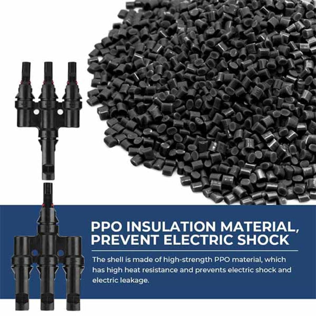 ISE067 BougeRV Solar Branch Connectors Y Connector in Pair MMMF+FFFM for Parallel Connection Between Solar Panels | IP67 Rated | MC4 Parallel Connectors