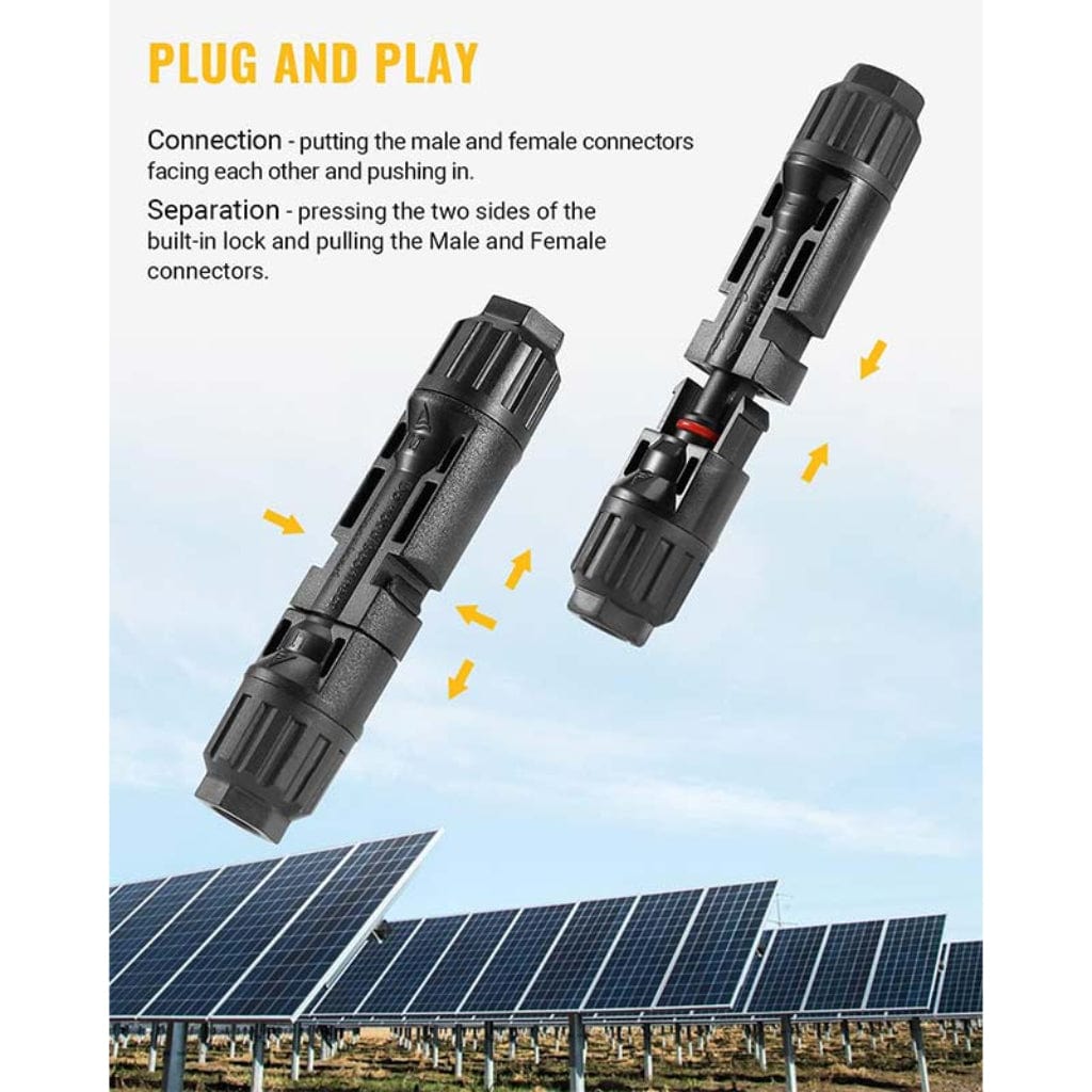 IRV014-B021 BougeRV Solar Connectors Kits (6 Pairs Male/Female & 1 Pair of Spanners) | IP67 Rated | MC4 Connectors