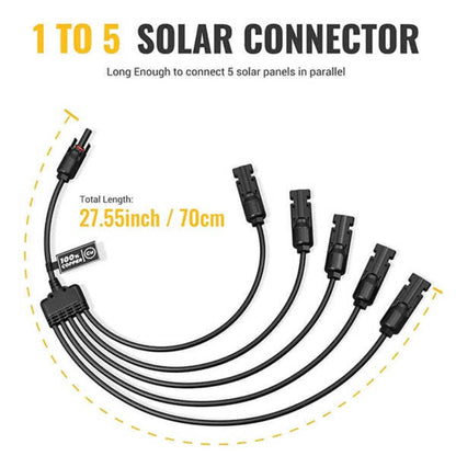 ISE155 BougeRV Solar Panel Parallel Connectors 1 to 5 Solar Cable Wire | IP67 Rated | MC4 Connectors