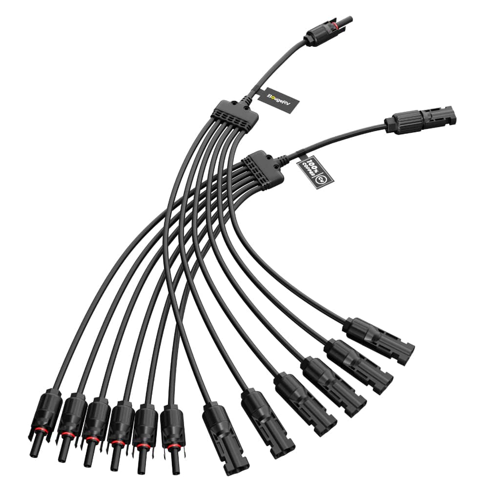 ISE156 BougeRV Solar Panel Parallel Connectors 1 to 6 Solar Cable Wire | IP67 Rated | MC4 Connectors