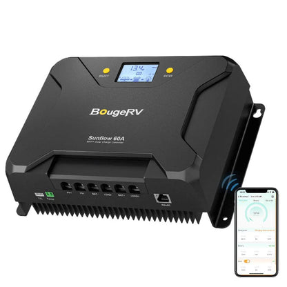 ISE219 BougeRV Sunflow 60A MPPT Solar Charge Controller 12V/24V | IP34 Rated | Mobile App Control