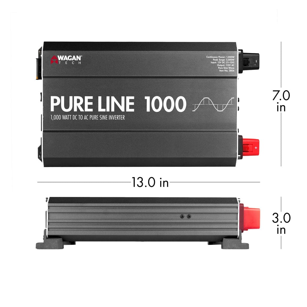Wagan Tech Pure Line 1000W Pure Sine Wave Inverter | ETL Certified | RoHS Compliant | CE Approved