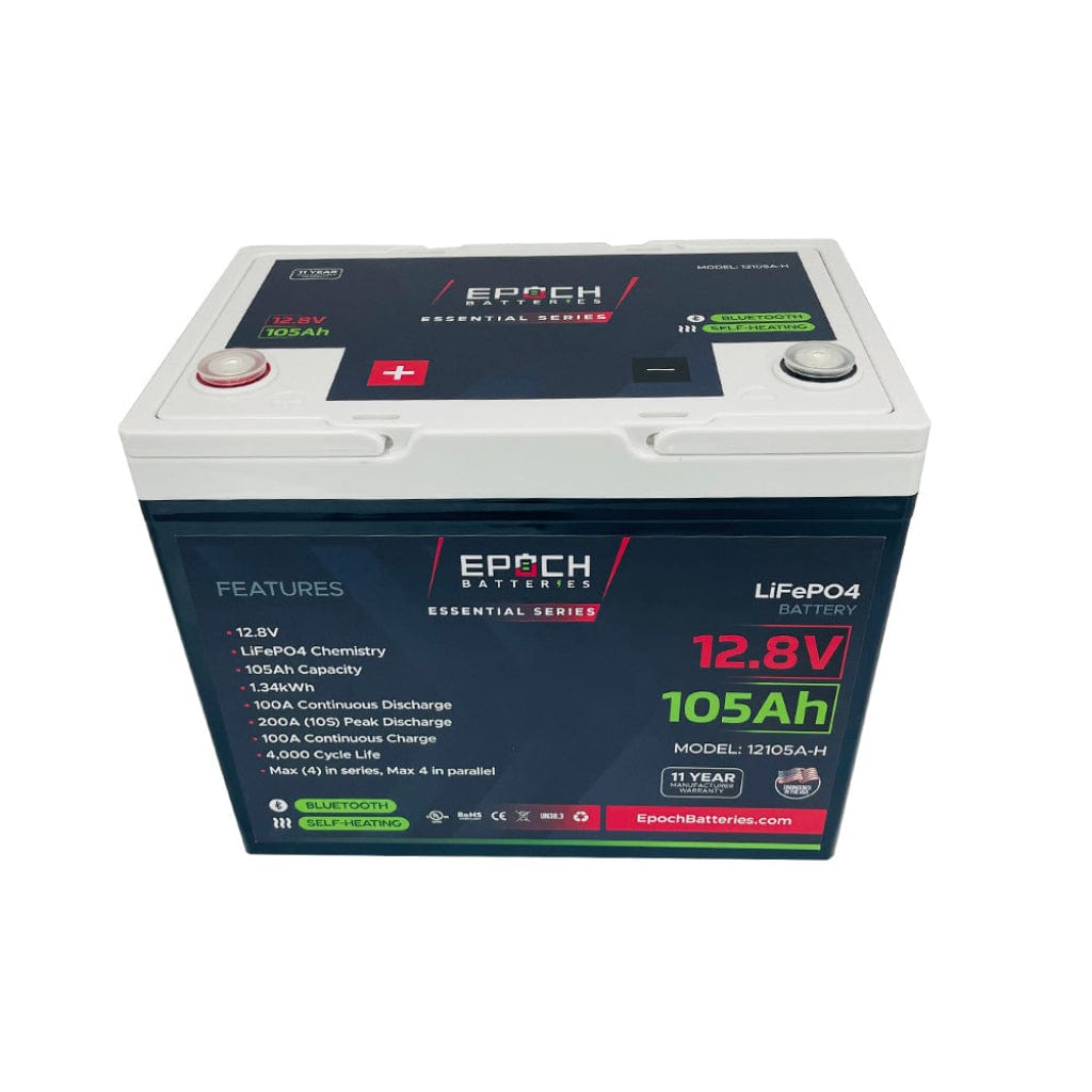 12105A-H Epoch Essentials 12V 105Ah LiFePO4 Battery | 4000 Cycles | IP54 Rated | Internal Heating