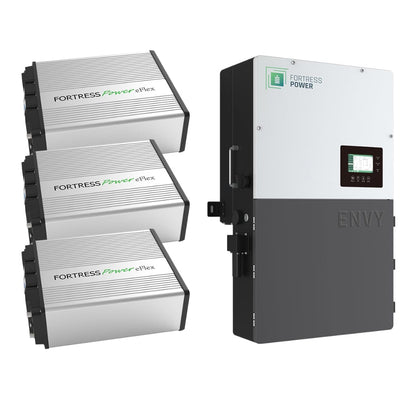 ENVY-12KW+3EFLEX-5.4KWH-BUNDLE Fortress Power Envy True 12kW Inverter + 3 or 4 eFlex 5.4kWh Battery System | IP65 Rated | Off Grid Energy Storage