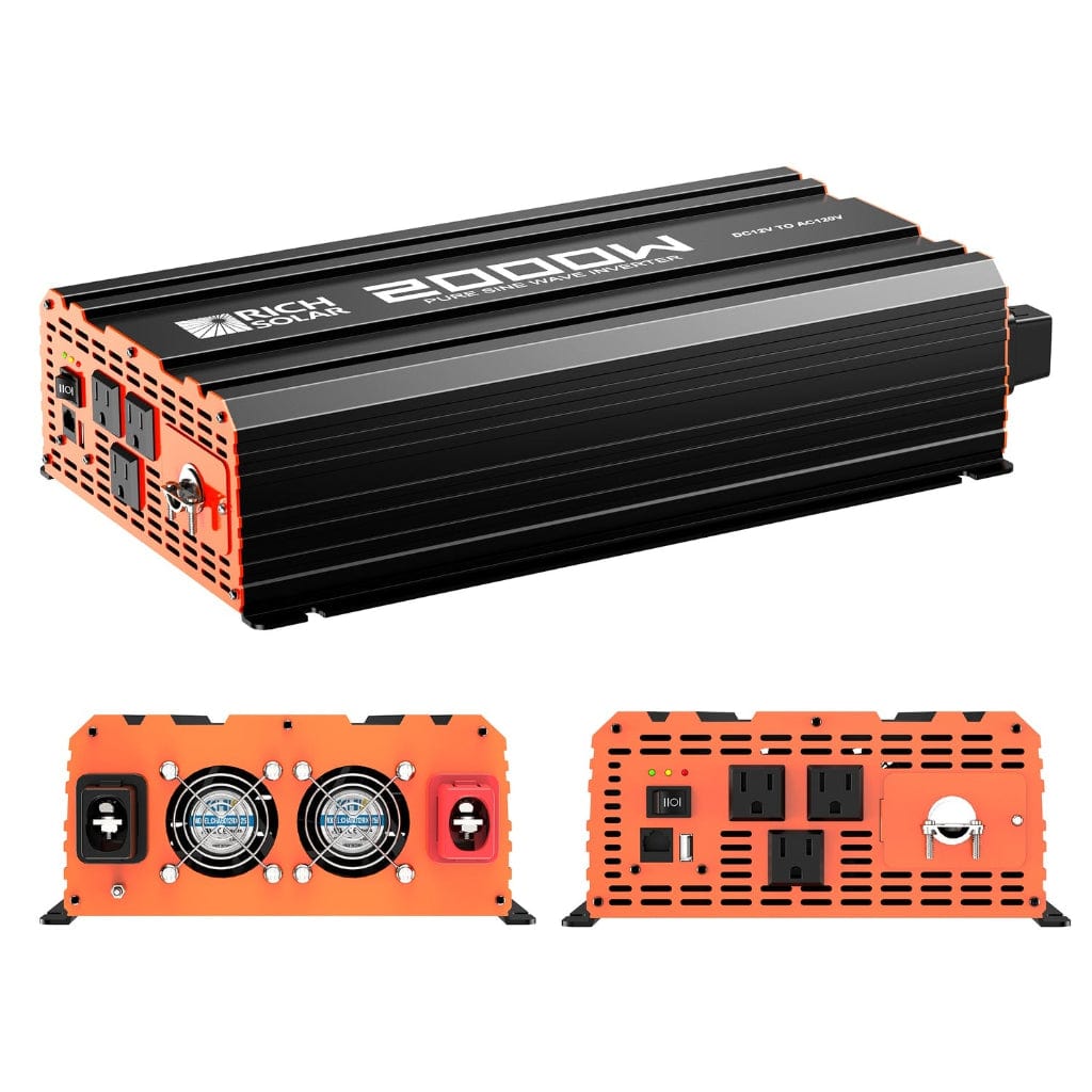 RS-V2P12 Rich Solar 2000W 12V Industrial Pure Sine Wave Inverter | Solar Inverter | ETL Listed to UL 458 and CSA 22.2