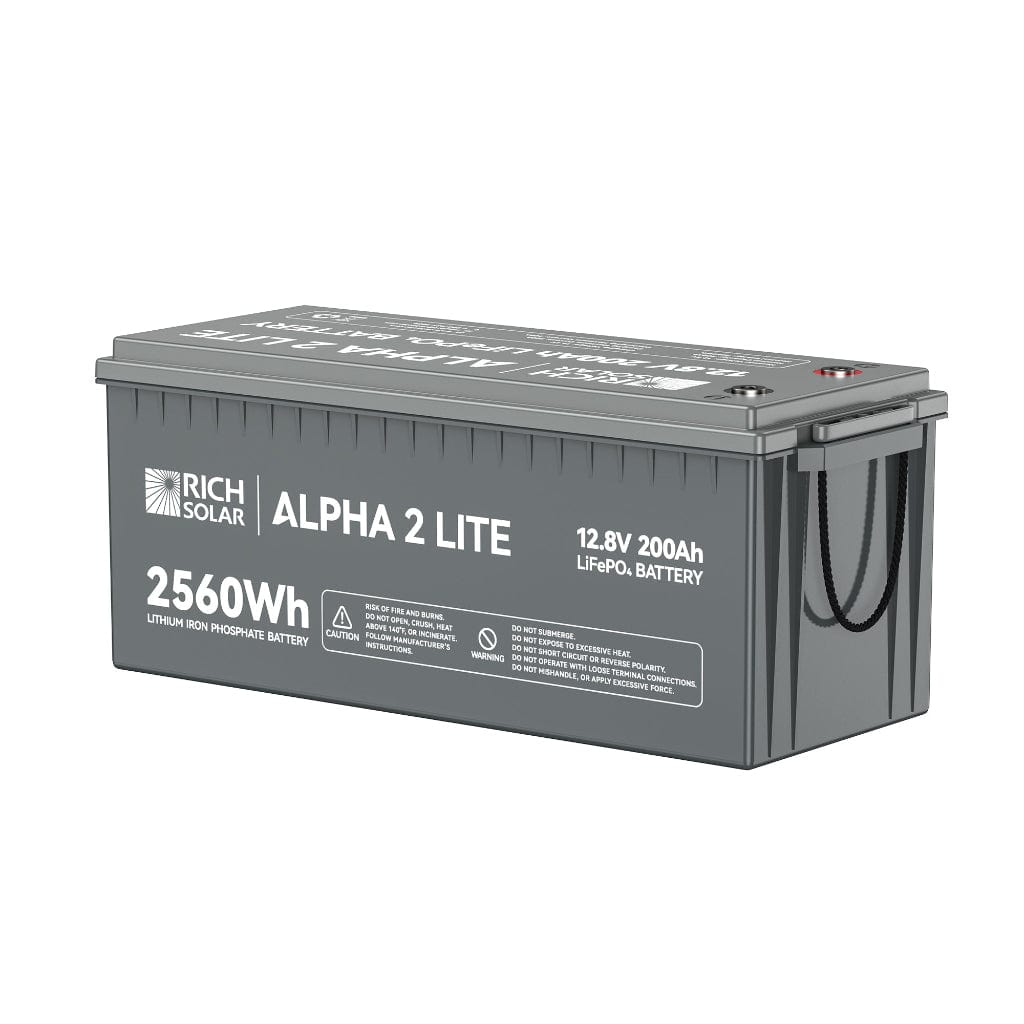 RS-B12200 Rich Solar Alpha2 LITE LiFePO4 Battery | 12V | 200Ah | 2560Wh | 4000 Cycles | IP55 Rating | Off-Grid