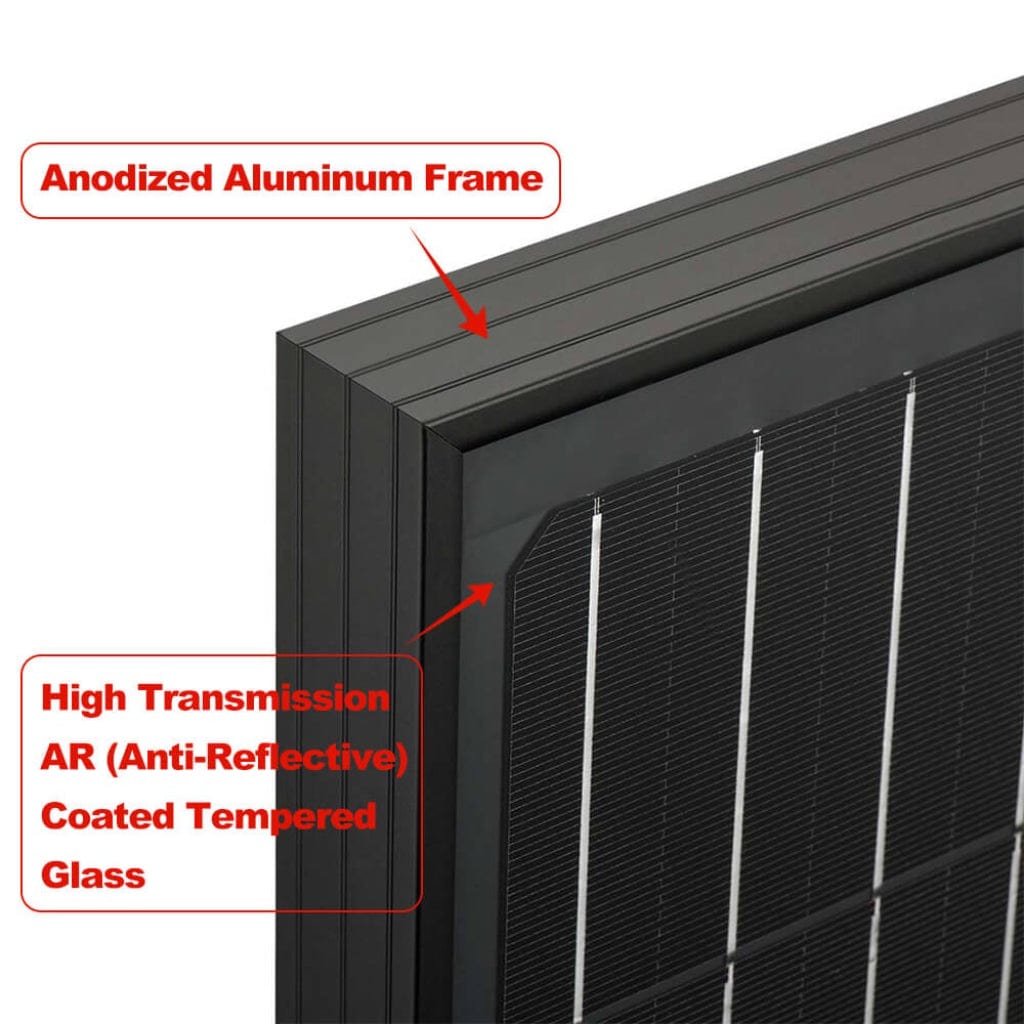 RS-M100B Rich Solar Mega 100 Watt ONYX Monocrystalline Solar Panel | IP65 & IP67 Rated | ETL Certified | Off Grid Solar Panel