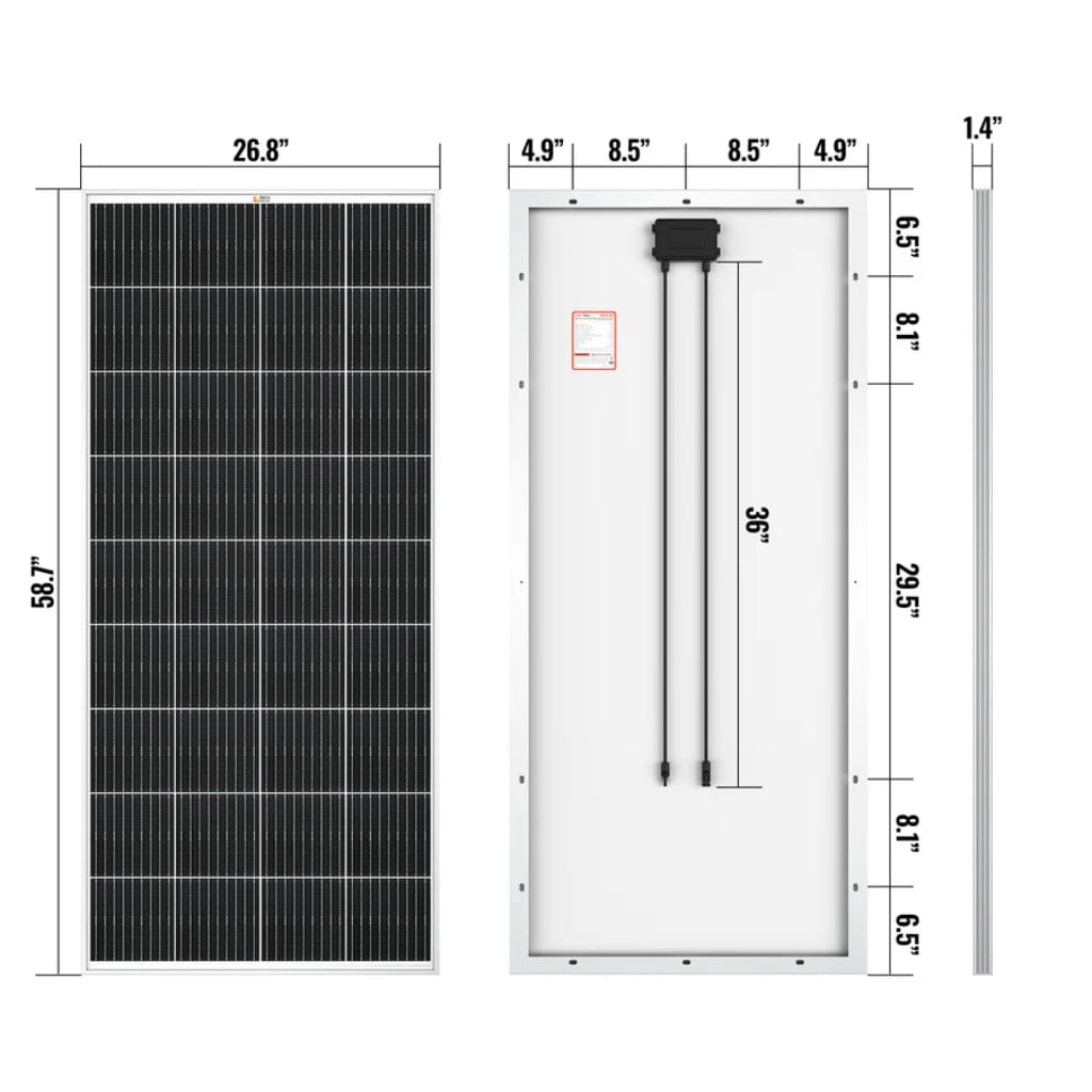 RS-M200 Rich Solar Mega 200 Watt 12V Monocrystalline Solar Panel | IP65 & IP67 Rated | ETL Certified | Off-Grid Solar Panel