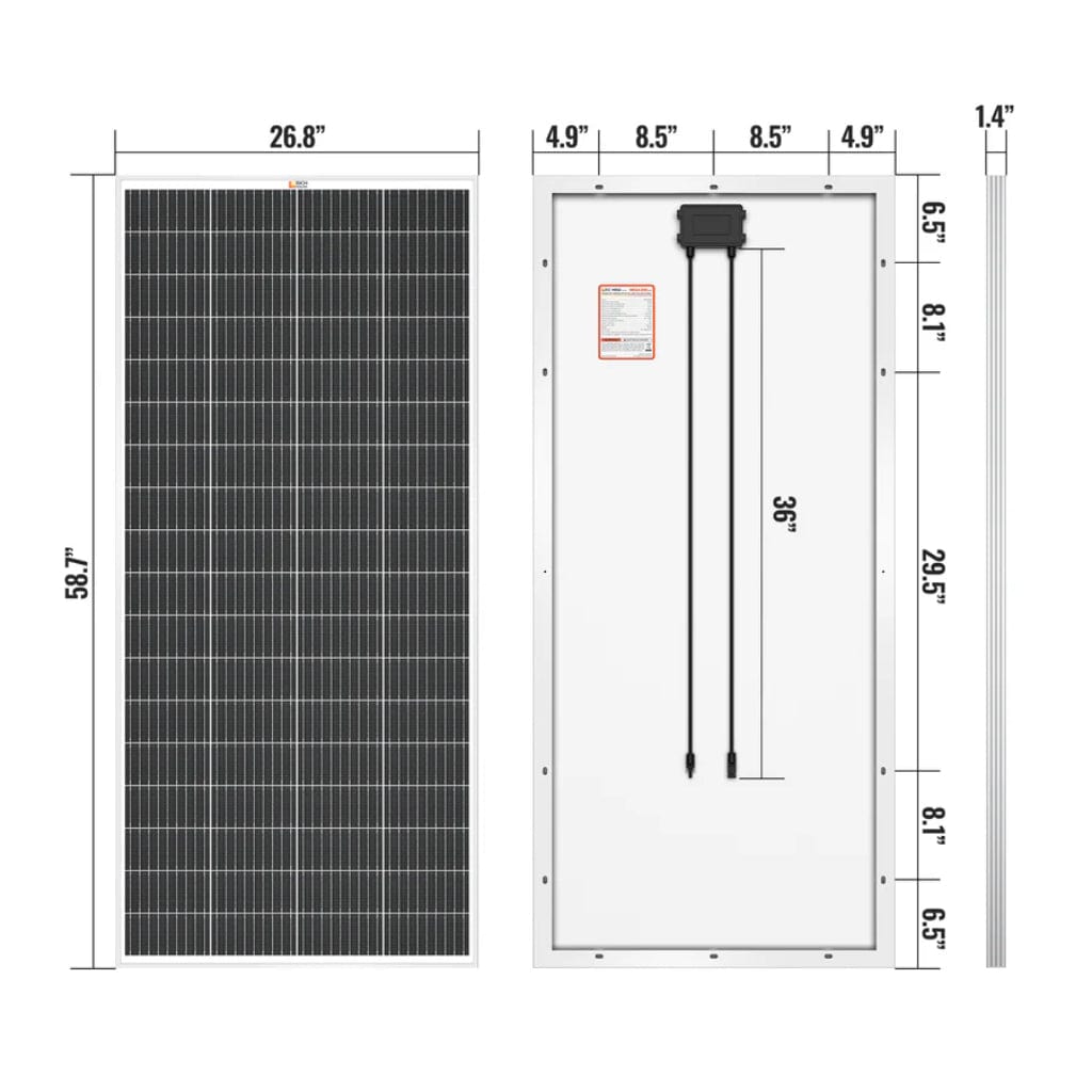 RS-M200D Rich Solar Mega 200 Watt 24V Monocrystalline Solar Panel | IP65 & IP67 Rated | ETL Certified | Off-Grid Solar Panel