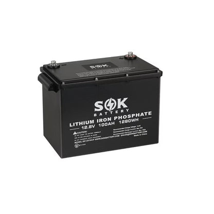 SK12V100P SOK Battery 12V 100Ah LiFePO4 Deep Cycle Battery | 1280Wh | 4000-8000 Cycles | IP50 Rated