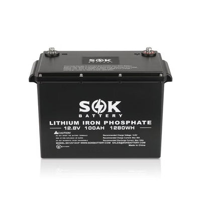 SK12V100P SOK Battery 12V 100Ah LiFePO4 Deep Cycle Battery | 1280Wh | 4000-8000 Cycles | IP50 Rated
