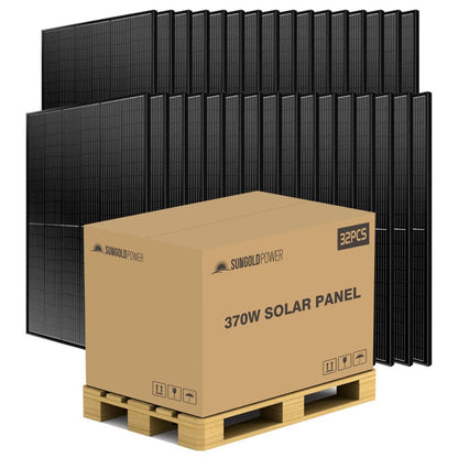 SG-370WMB SunGoldPower 370W Mono Black PERC Solar Panel | Full Pallet | 32 Panels | IP68 Rated