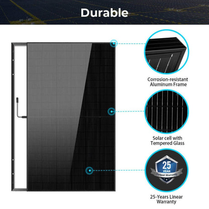SunGoldPower 440W Mono Black PERC Solar Panel | CE & TUV Certified | IP68 Rated