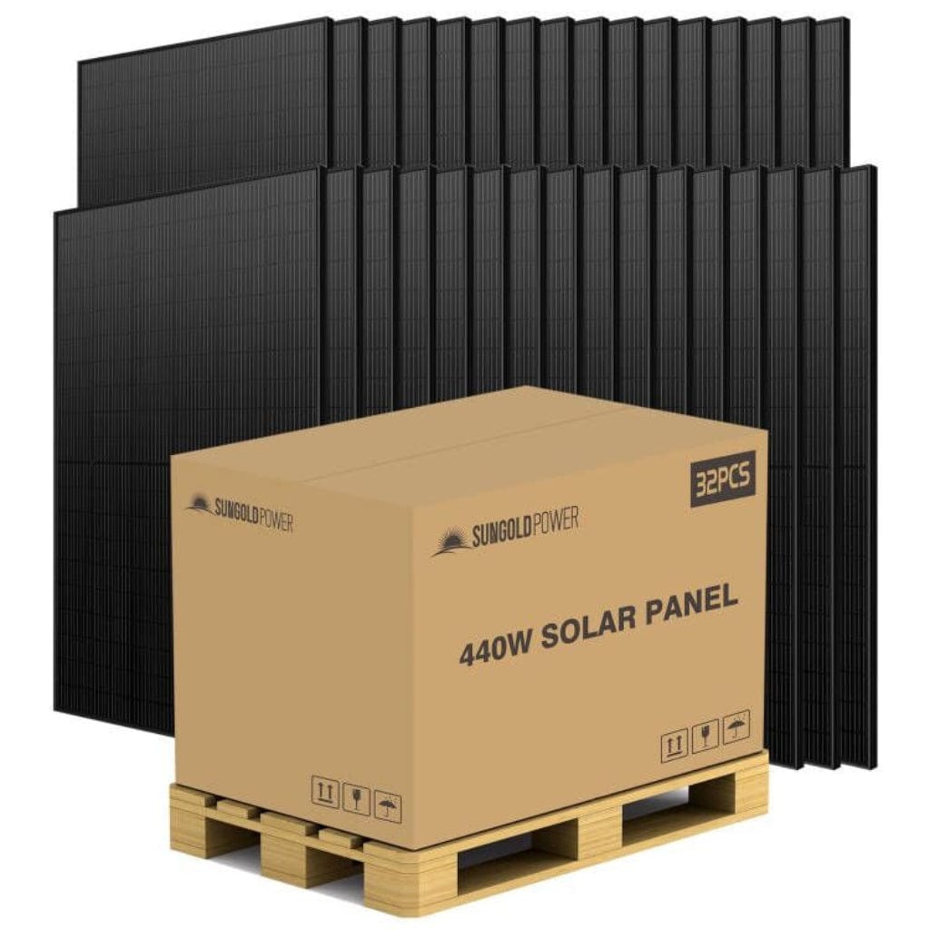 SG-440WM-32PCS SunGoldPower 440W Mono Black PERC Solar Panel | Full Pallet | 32 Panels | IP68 Rated