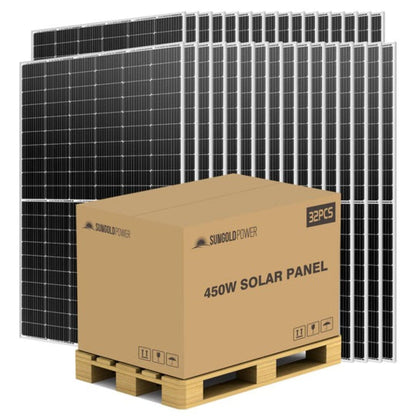 SP-450WM SunGoldPower 450W Mono PERC Solar Panel | Full Pallet | 32 Panels | IP68 Rated