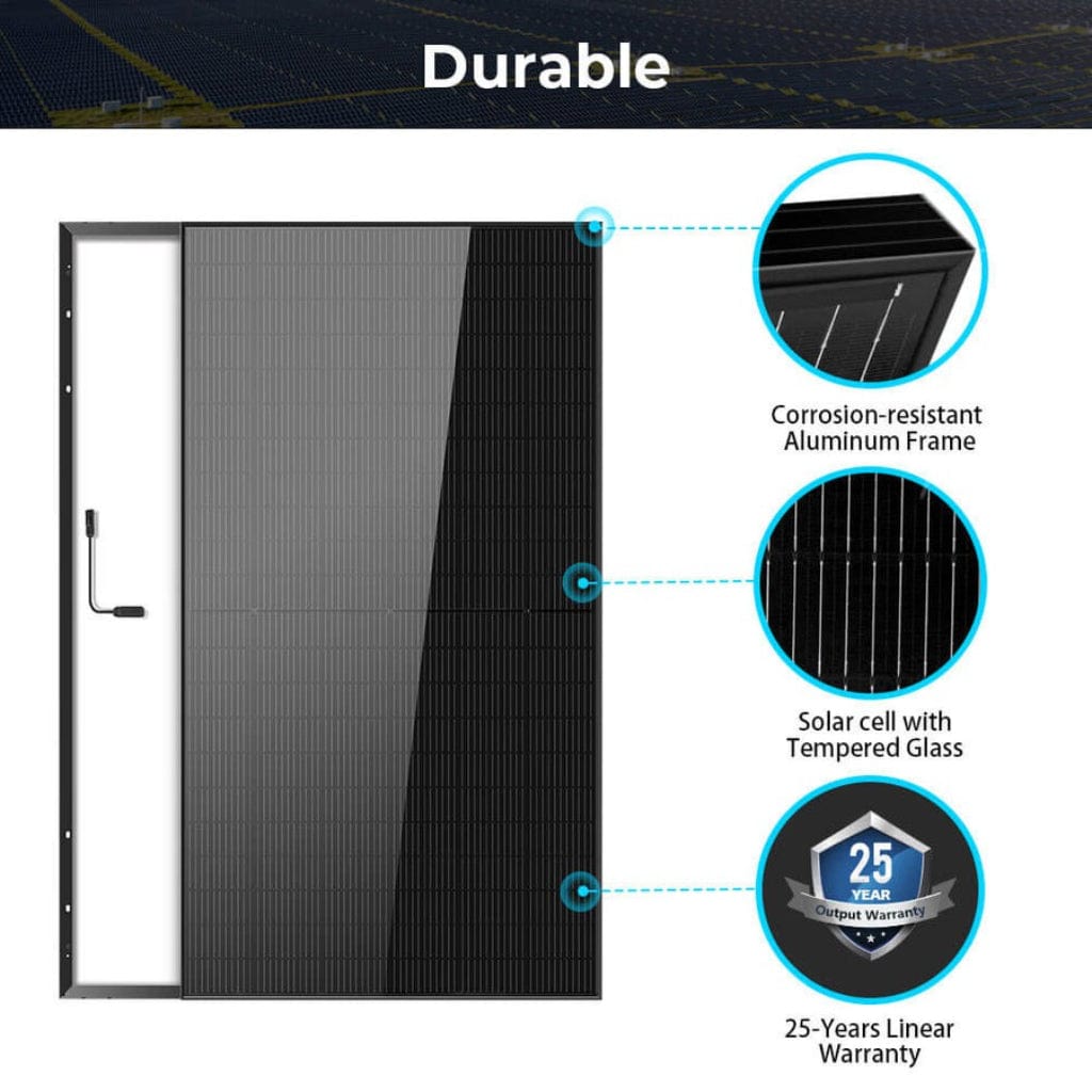 SunGoldPower 500W Mono Black PERC Solar Panel | CE & TUV Certified | IP68 Rated