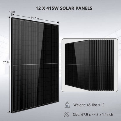 SGM-10M2T SunGoldPower SGM-10M2T Off-Grid Wall Mounted Solar Kit with 20.48kWh Powerwall Lithium Battery and 10000W Solar Inverter | 4980W Solar Panel | 48VDC | 120VAC