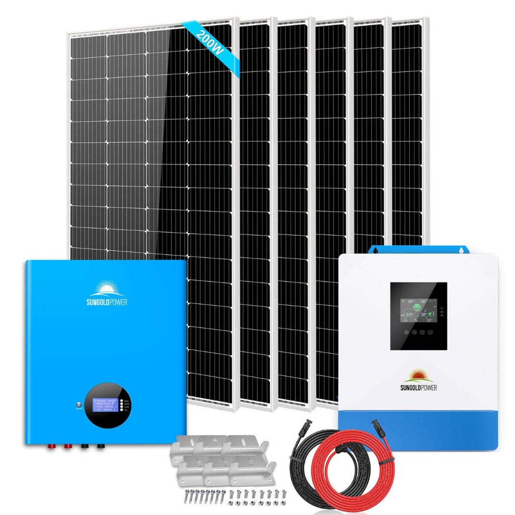 SGM-5K5E SunGoldPower SGM-5K5E Off-Grid Wall Mounted Solar Kit with 5.12kWh Powerwall Lithium Battery and 5000W Solar Inverter | 1200W Solar Panel | 48VDC | 120VAC