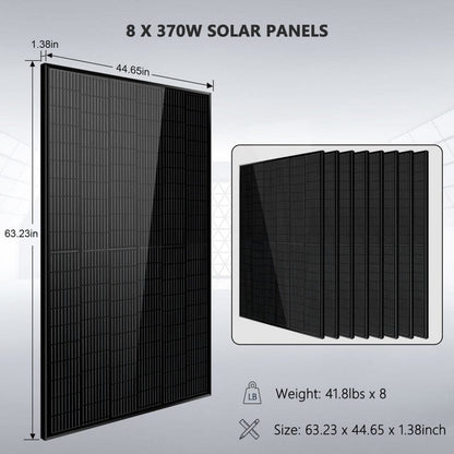 SGR-6KL48C SunGoldPower SGR-6KL48C Off-Grid Solar Kit with 10.24kWh Server Rack LiFePO4 Battery and 6000W Split Phase Pure Sine Inverter | 2960W Mono Solar Panel |Home Solar Generator