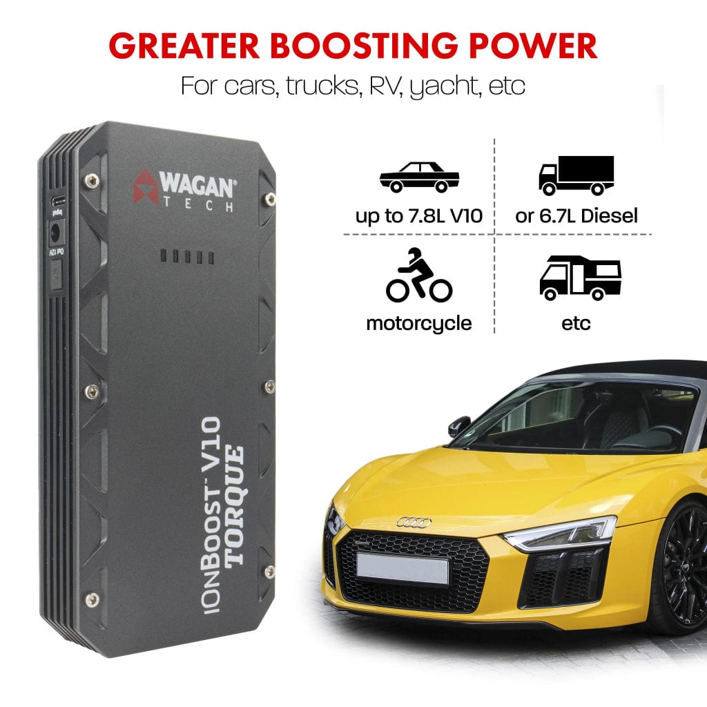 7507 Wagan Tech iOnBoost V10 Torque Power Bank with Jump Starter | 45Wh | CE, RoHS, FCC Certified